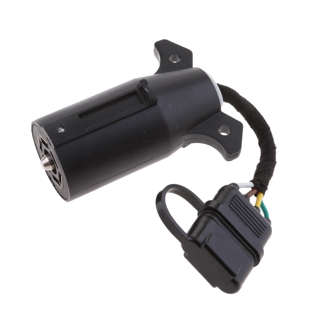 

Trailer 7 Way Flat Blade To 4 Way Pin Adapter Connector With Secure Tab