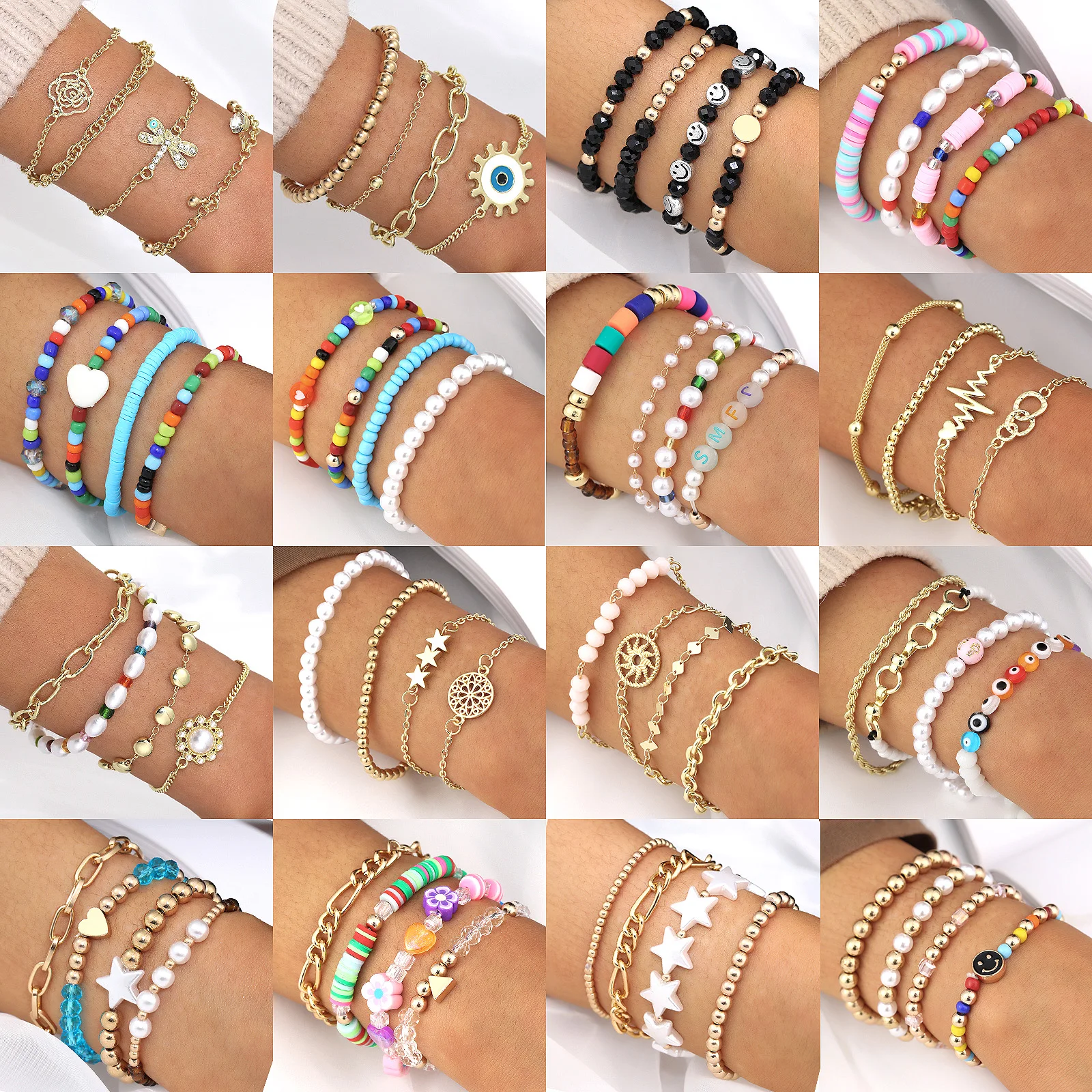 

4pcs/Set Fashion Bracelet Sets Bohemia Jewelry Women Summer Beach Bracelet Bolo Wristband Bangle Jewelry Wholesale
