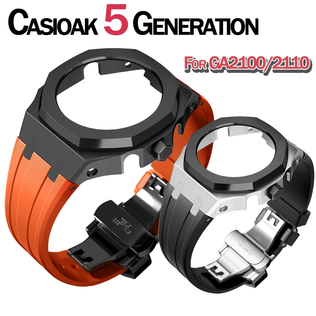 

Modification GEN4 Gen5 Mod Kit For Casioak GA2100 Metal Bezel With Screw 5th 4th Generation Steel Case GA2100 2110 Rubber Strap