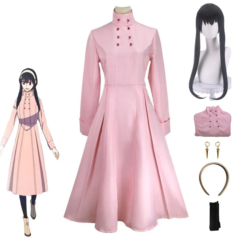 

Костюм для косплея персонажа аниме SPY×FAMILY Yor, костюм альдулт унисекс, парик для костюма на Хэллоуин, изысканный, милый, розовый, обычный костю...