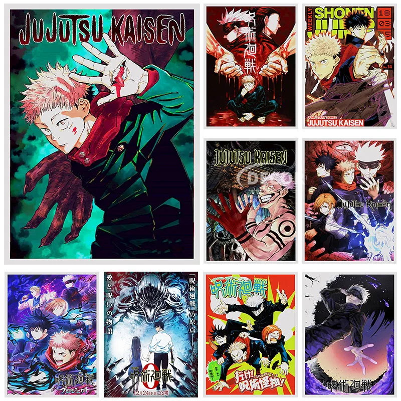 

Japanese Classic Anime Kraft Posters Jujutsu Kaisen Posters Room Bar Decoration Wall Stickers Custom Home Decor Manga Posters