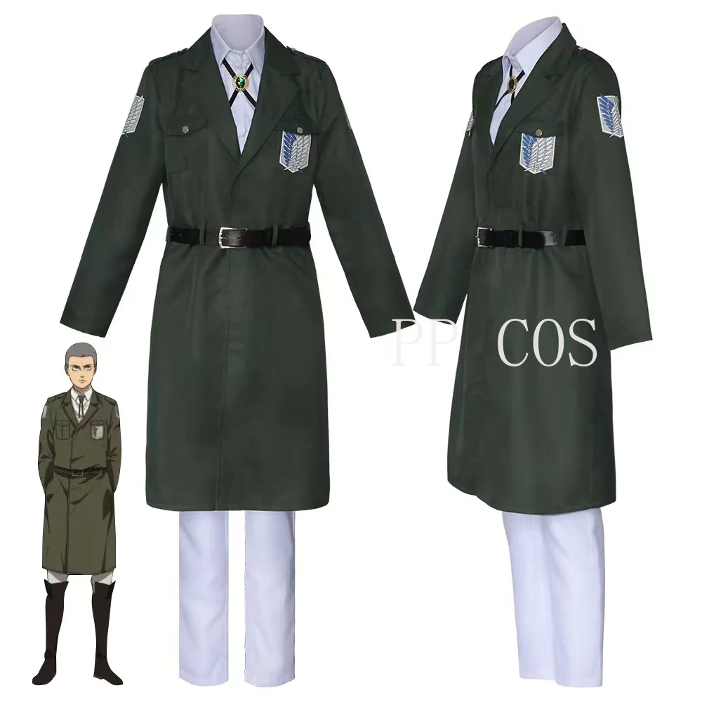 

Anime Attack on Titan Cosplay Costume Green Cloak Investigation Corps Full Set of Cospaly Allen Uniforms Army Green Long Coat