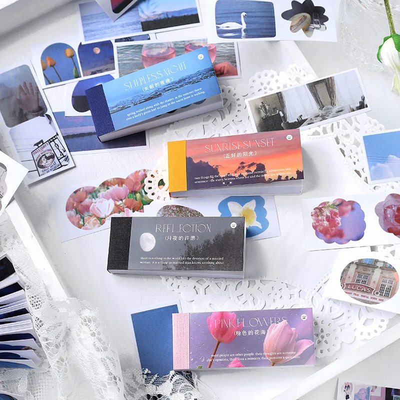 

50 Pcs/book Landscape Scrapbook and Paper Stickers Floral Vintage Stickers DIY Diary Plan Office Stationery Decorative Supplies