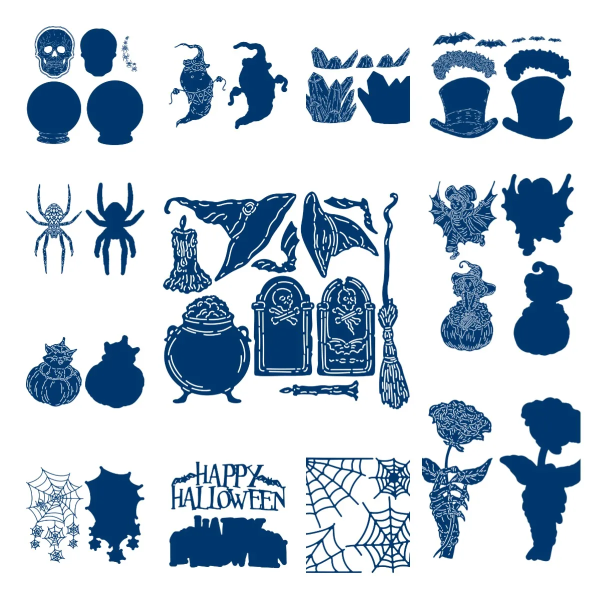 

Halloween Skull Spider Rose Metal Cutting Dies For Craft Embossing Make Paper Greeting Card Making Template Diy Handmade 2022