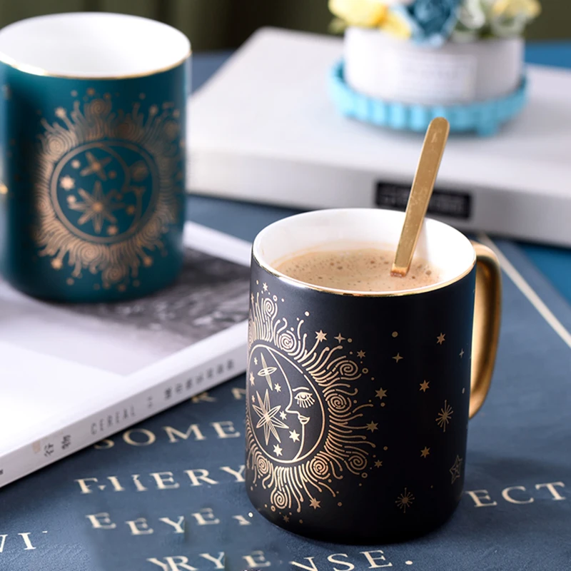 

Ceramic Espresso Coffee Cups Breakfast Enamel Baby Couple Thermal Beer Big Coffee Cup Lid Spoon Mug Tazas De Cafe Ceramic Cup