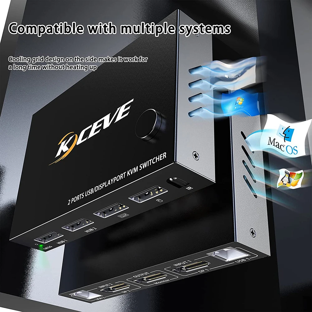 

Сплиттер-переключатель USB ПК двойной монитор DP USB KVM-переключатель 4K 60 Гц Displayport 1,4 для универсального принтера Мышь Клавиатура для ПК ноутбук...