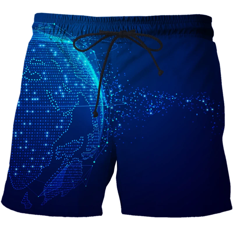 AI technology data pattern Shorts summer Men swimwear Quick-drying pants beach casual shorts 3D Printed Men's swimming trunks