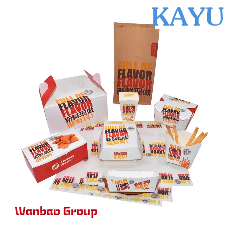 Custom Disposable Takeway  Grade Foldable For Delivery Catering Fries Hot Dog Hamburger Popcorn Chicken Paper Packiging Boxes