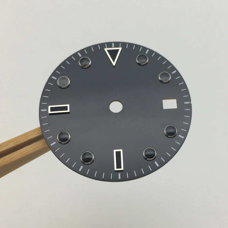 Modified 29MM Black Dial Replacement Precision Blue Luminous Lettering Dial Fit For 8200 8215 Movement 2836aa