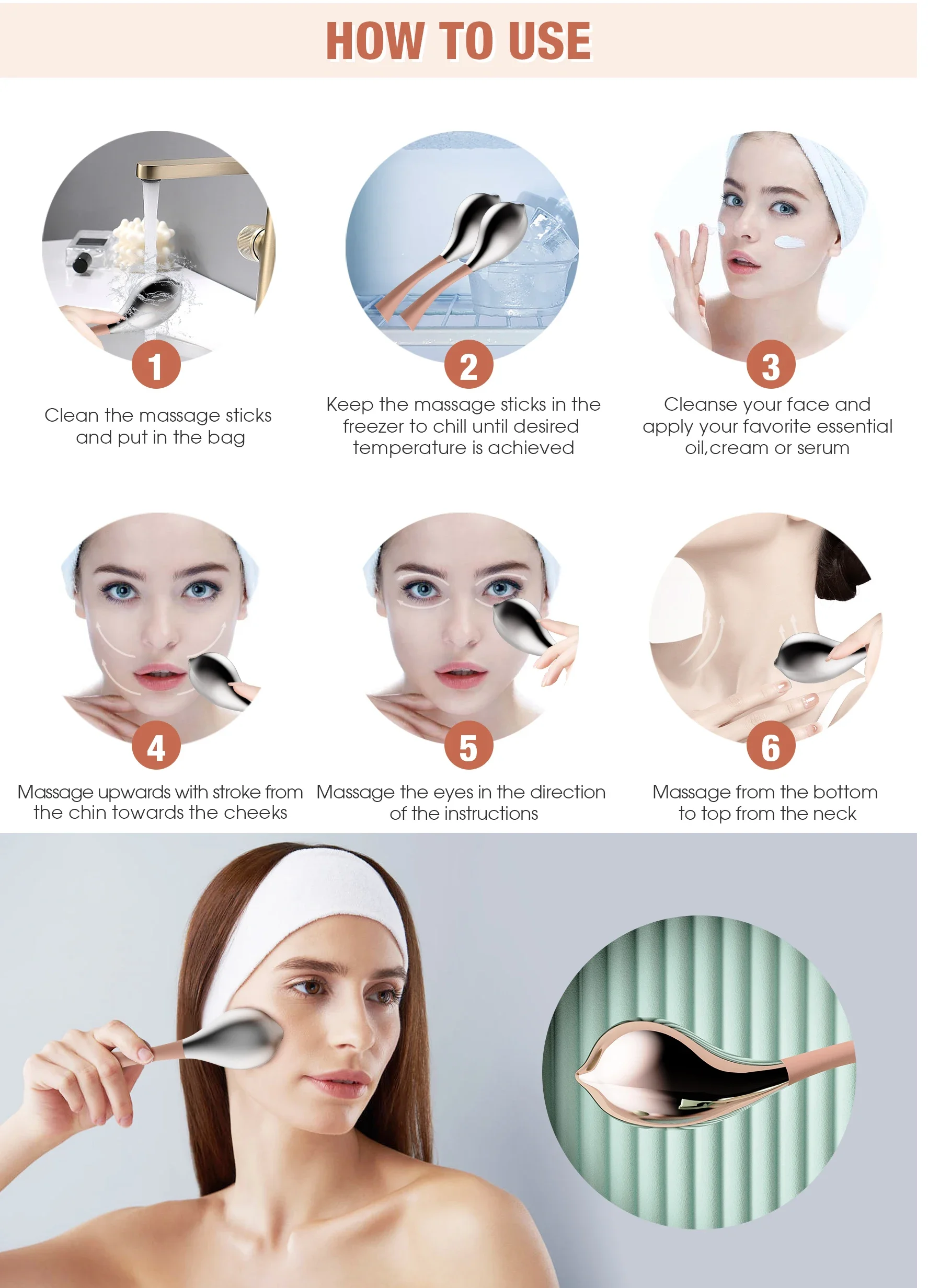 Металлические криоинструменты замораживающий криостика массажер для лица