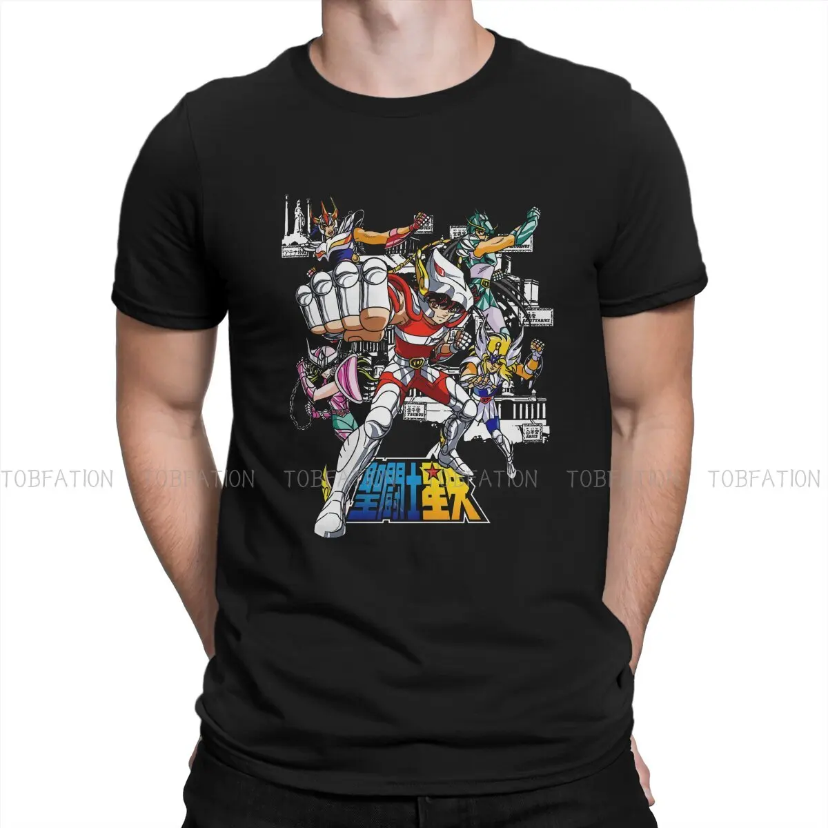 

Saint Seiya Saint Warrior Tshirt High Quality Graphic Men Vintage Homme Summer Men's Short Sleeve Cotton Harajuku T Shirt