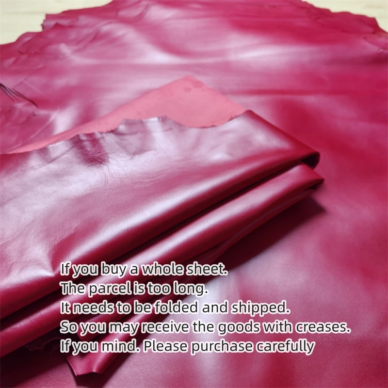 Красная овчина толщиной 0 8 мм. Кожа первого слоя. Натуральная кожаная ткань.