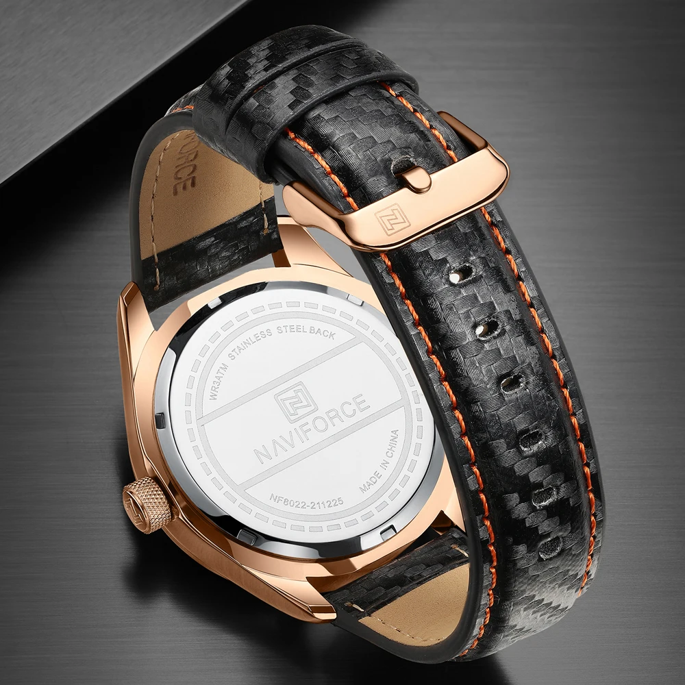 NAVIFORCE Новые Модные Военные мужские часы роскошные кожаные водонепроницаемые