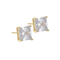 2 0ct unisex square genuine yellow gold filled womens mens stud earrings