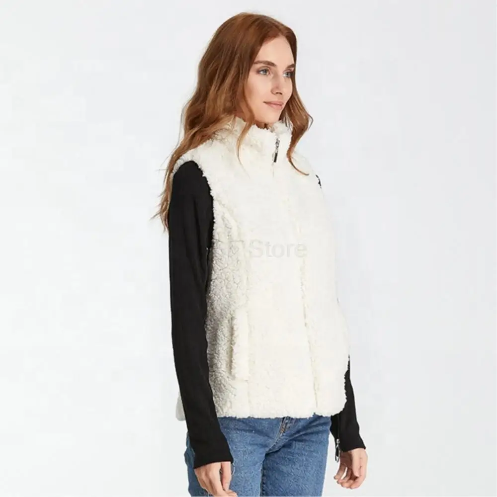 Winter Fashion Women's Real Fur Vest Fluffy Fleece Thermal Pure Color Zipper Real Fur Gilet Womens Teddy Sleeveless Waistcoat