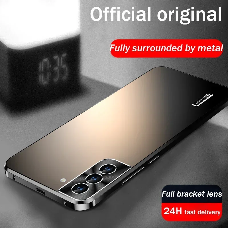 

Металлический магнитный чехол для Samsung Galaxy S23 S21 S22 ultra, чехол для телефона со встроенной защитой объектива, противоударный чехол из алюминиевого сплава