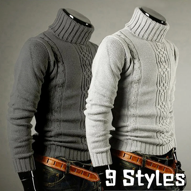 

Winter Men's i Quality Turtleneck Sweater Ticken Sweater Casual Pullover