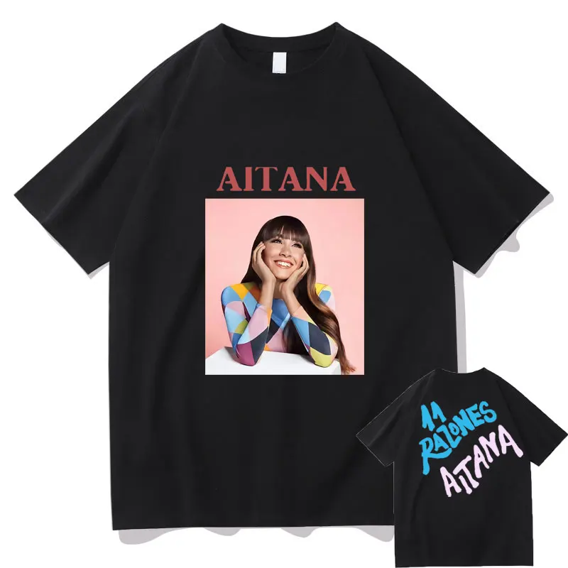 

Singer Aitana Ocana Double-sided Graphic Print Tshirt Short Sleeve Men Women Fashion Oversized Tees Man Hip Hop Loose T-shirt