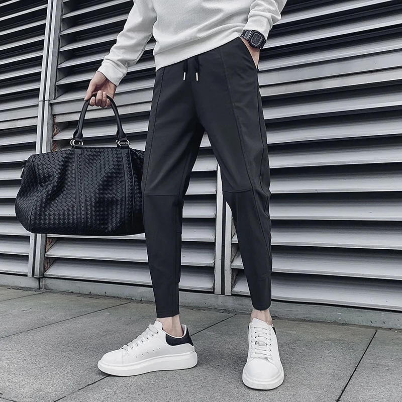

Black/Gray Summer Ankle Length Slim Fit Casual Thin Harem Pants Men Clothing 2022 Streetwear Hip Hop Joggers Trousers Male 36-28