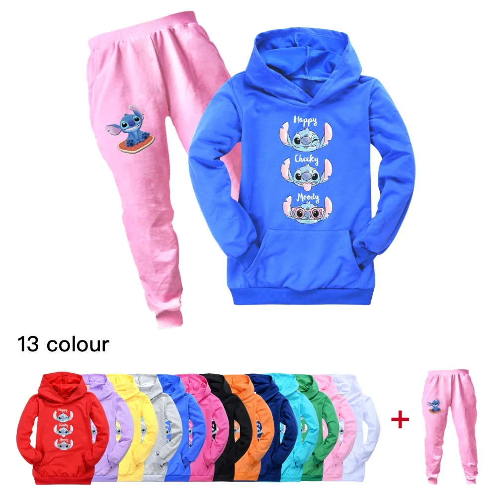 

Disney Stitch Girls Clothing Sets Children Fashion Hoodies And Pant Set Kids Clothing Spring Autumn Sports Suit Tracksuit