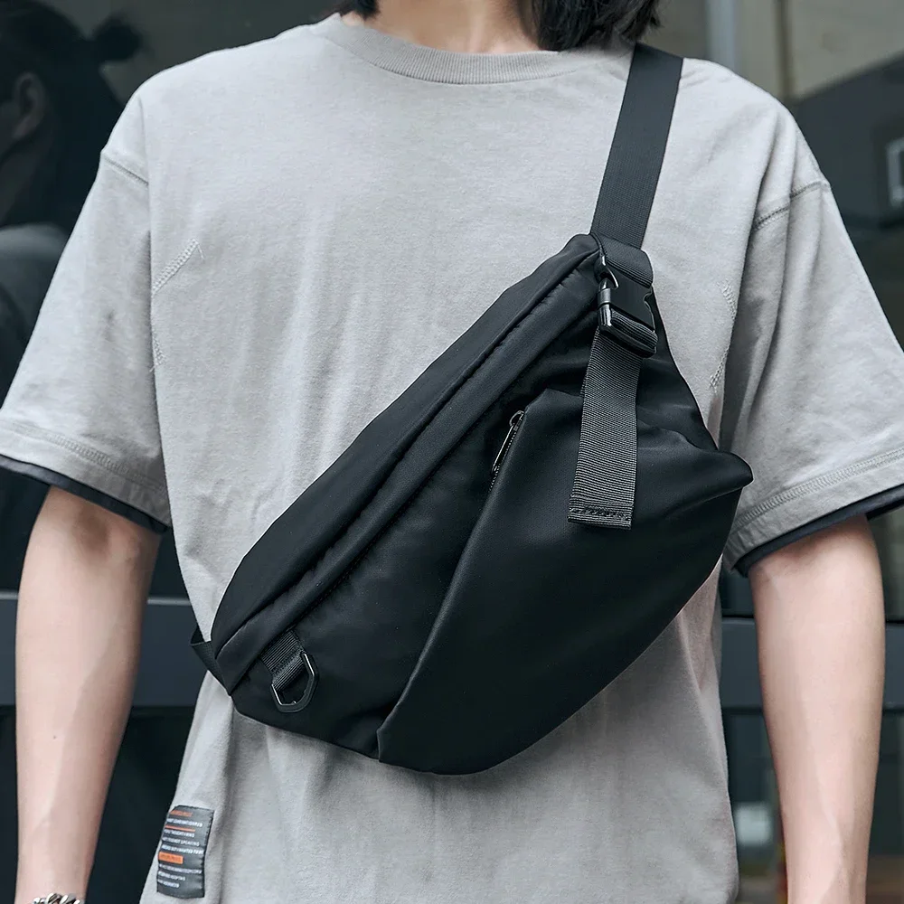 

Pocket No Anti-thief Back Zipper Cross Man Label Solid With Shoulder Travel Pouch Bag The Belt Lightweight Waterproof Black Man