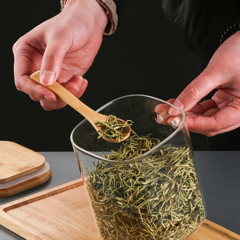 4 шт. герметичные стеклянные банки с крышками и ложками прозрачные для специй