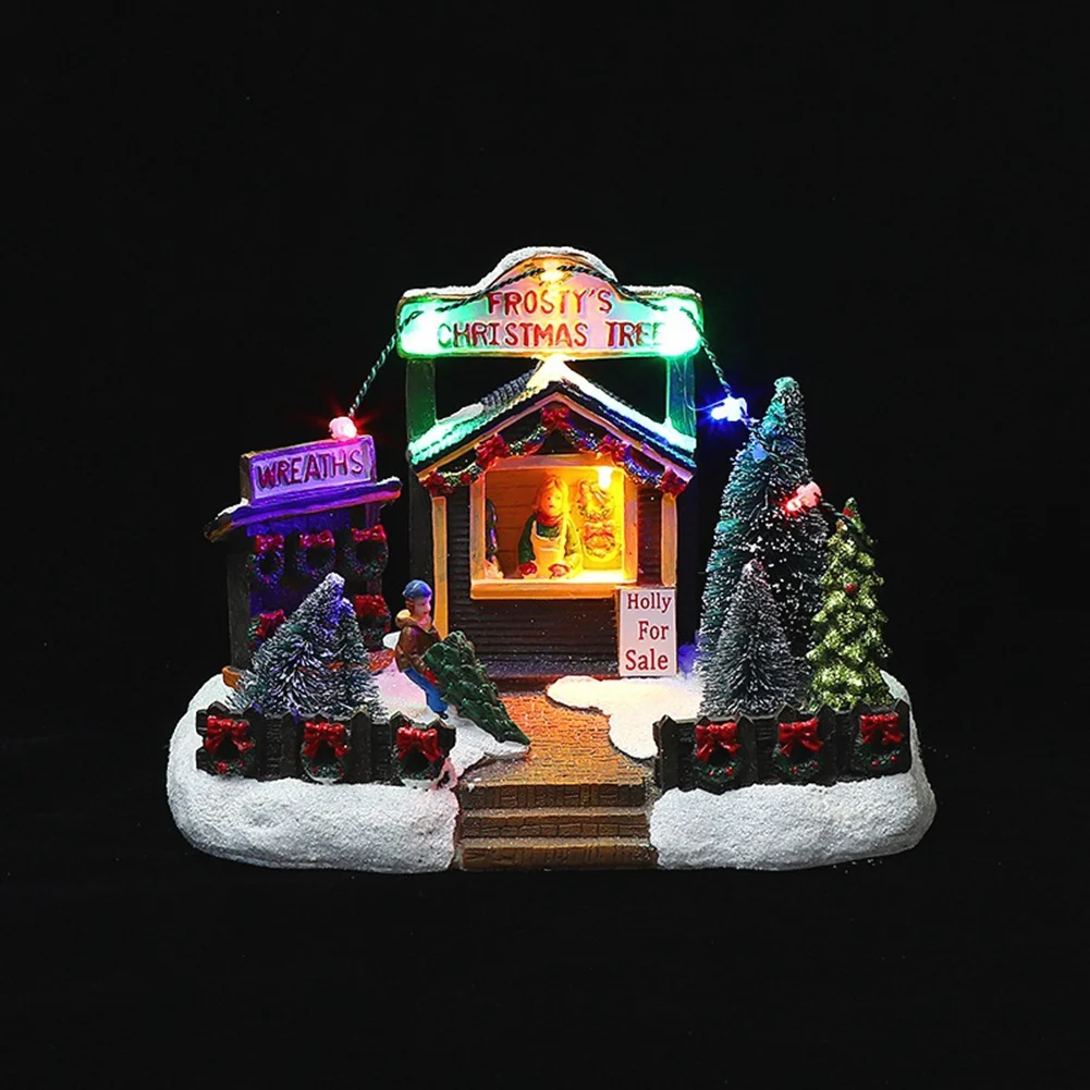 Светильник ящиеся рождественские домики деревенский домашний настольный декор