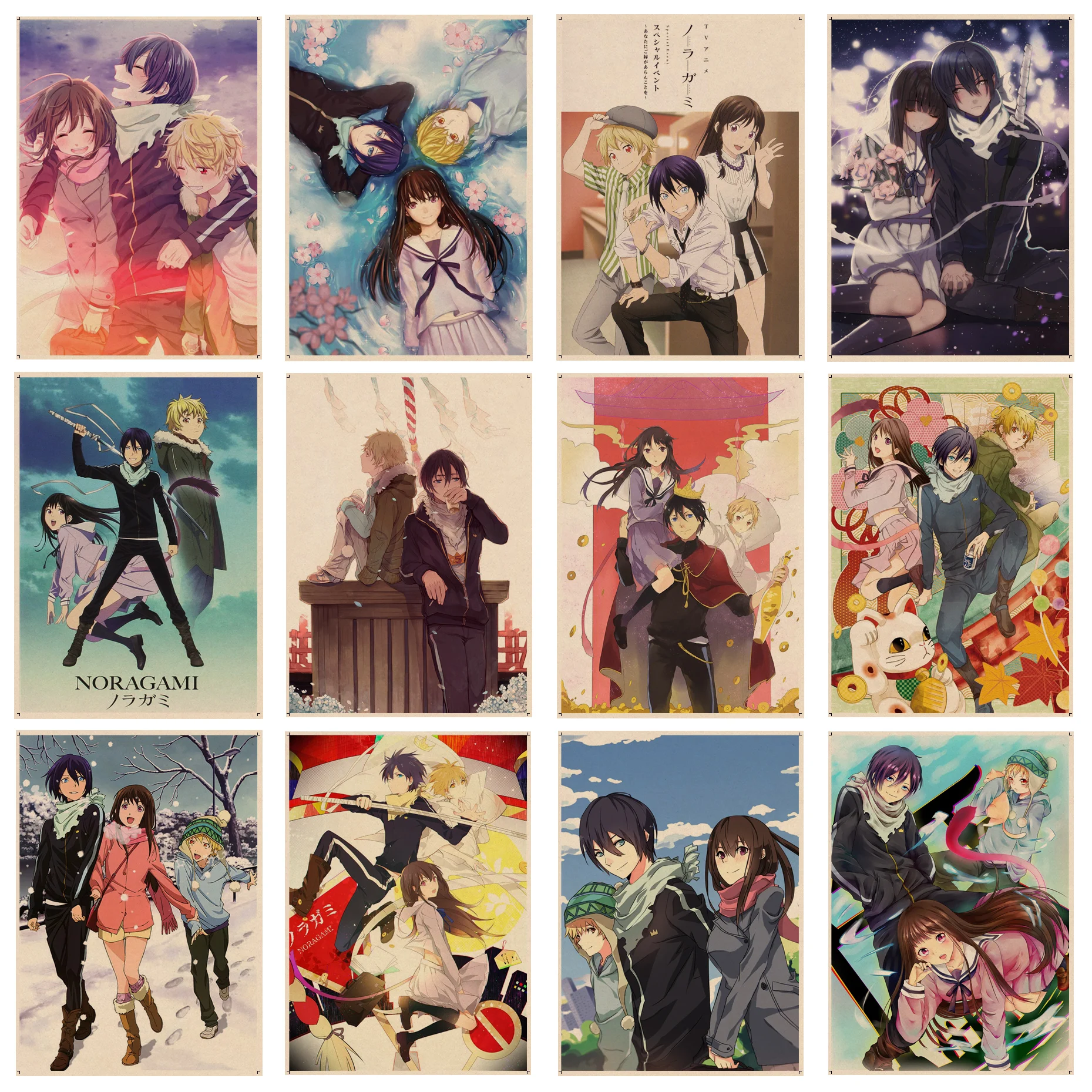 

Noragami Anime Movie Posters Kraft Paper Sticker DIY Room Bar Cafe Posters Wall Stickers