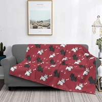 red scottish terrier dog blanket fleece printed scottie tartan skye multi function soft throw blankets for sofa travel quilt 09