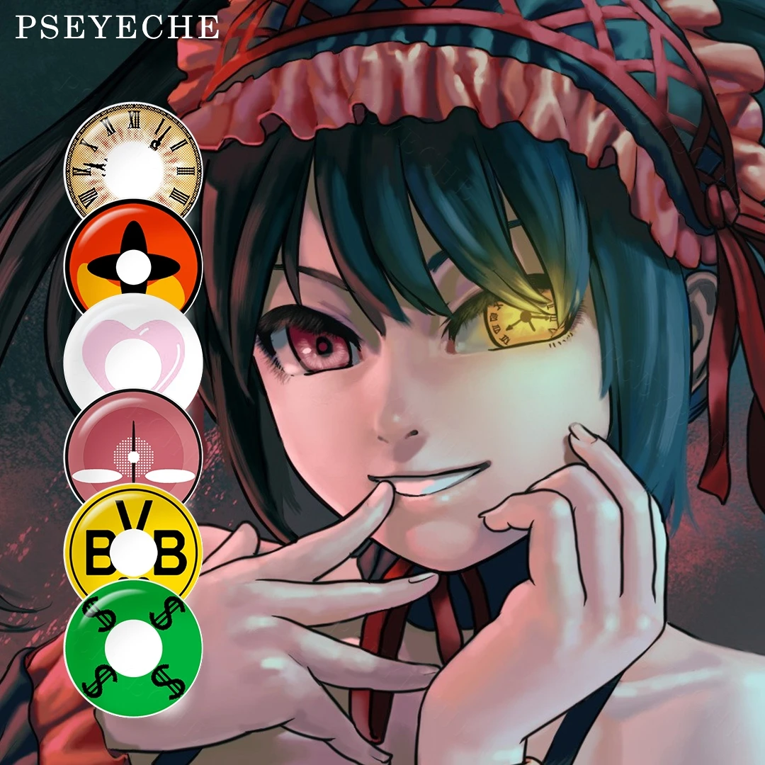 

Pseyeche Cosplay Color Contact Lenses Pink Color kawaii Cute Contact Lenses Halloween Red BioHazard Color Contact Lens for Eyes