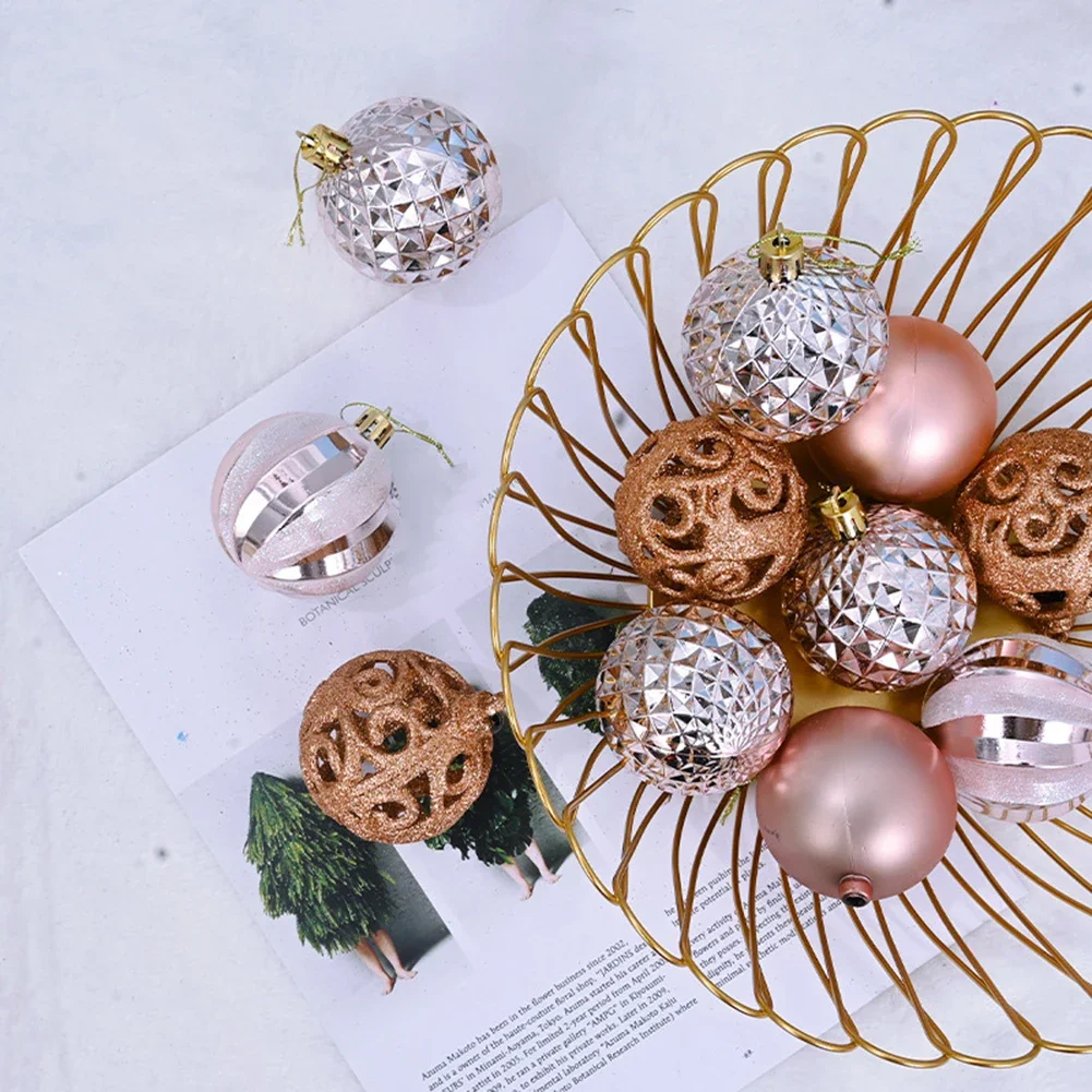 6 см 16 шт. декоративные блестящие шарики в виде окон розовое золото 2024 пробы на