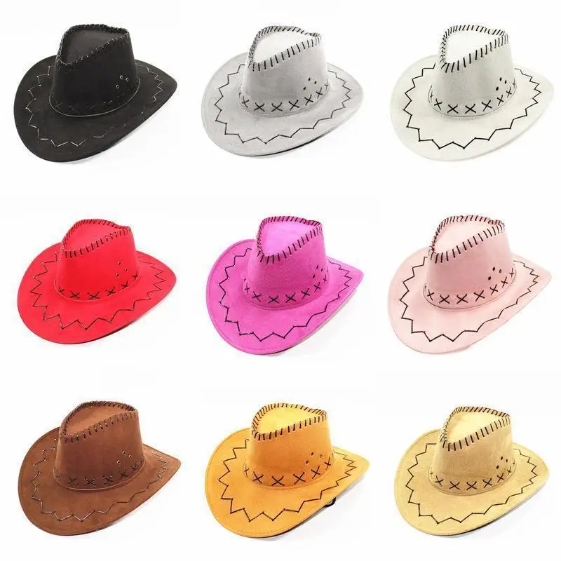 Mix Colors 10Pieces/Carton Men's Women's Cowboy Hat Large Brim Summer Sun Protection Travel Cap