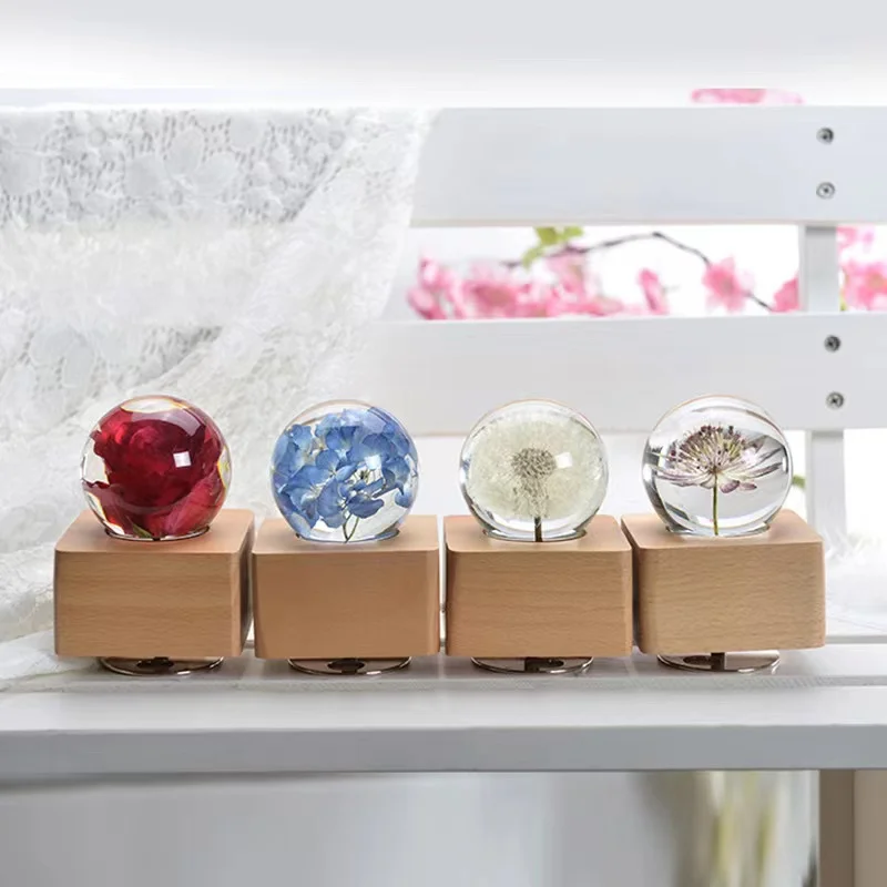 

Dandelion Night Lamp Music Box Crystal Ball Flower Specimen Creative Resin Christmas Birthday Gift