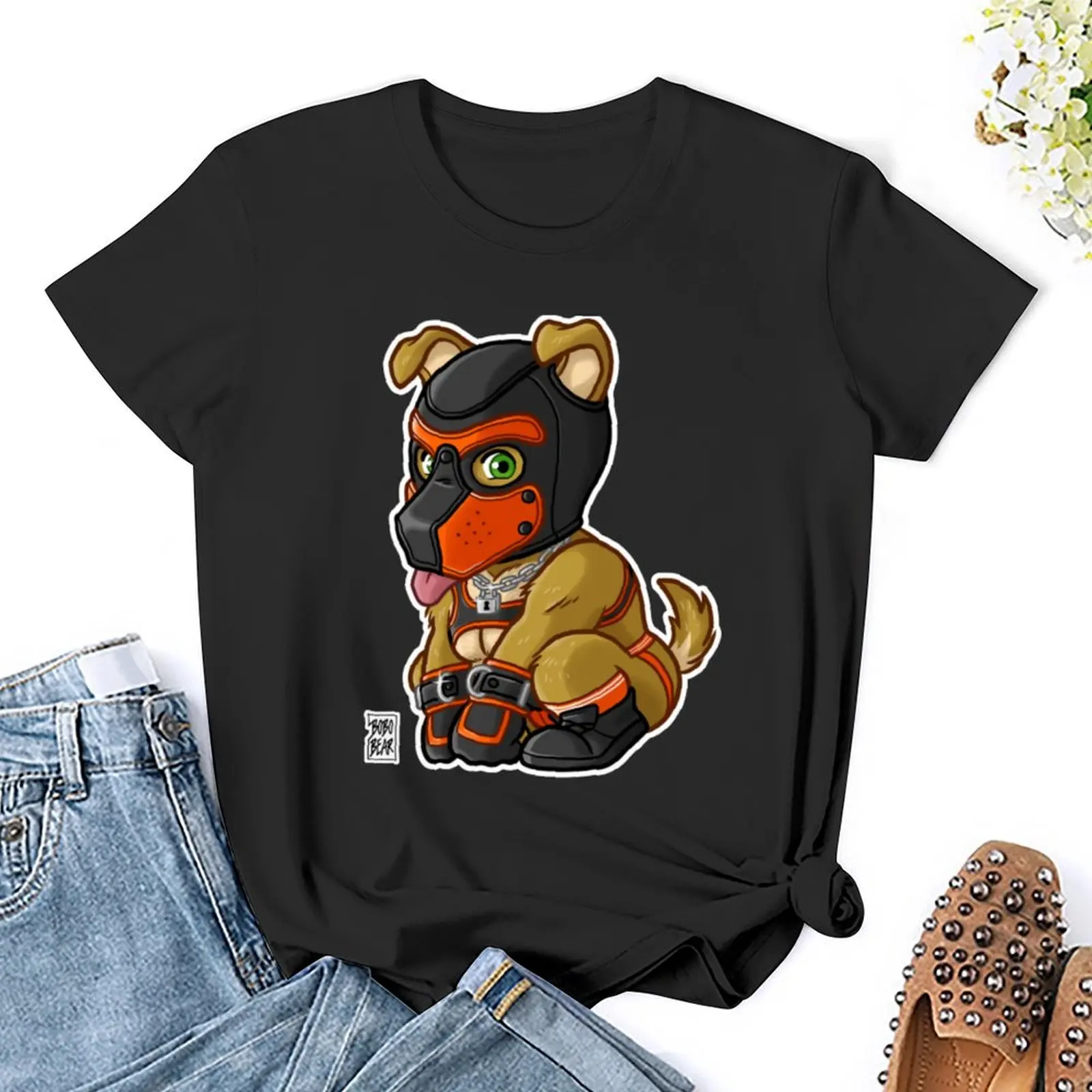 Футболка из серии Щенок оранжевая Маска BEARZOO винтажная одежда Женская