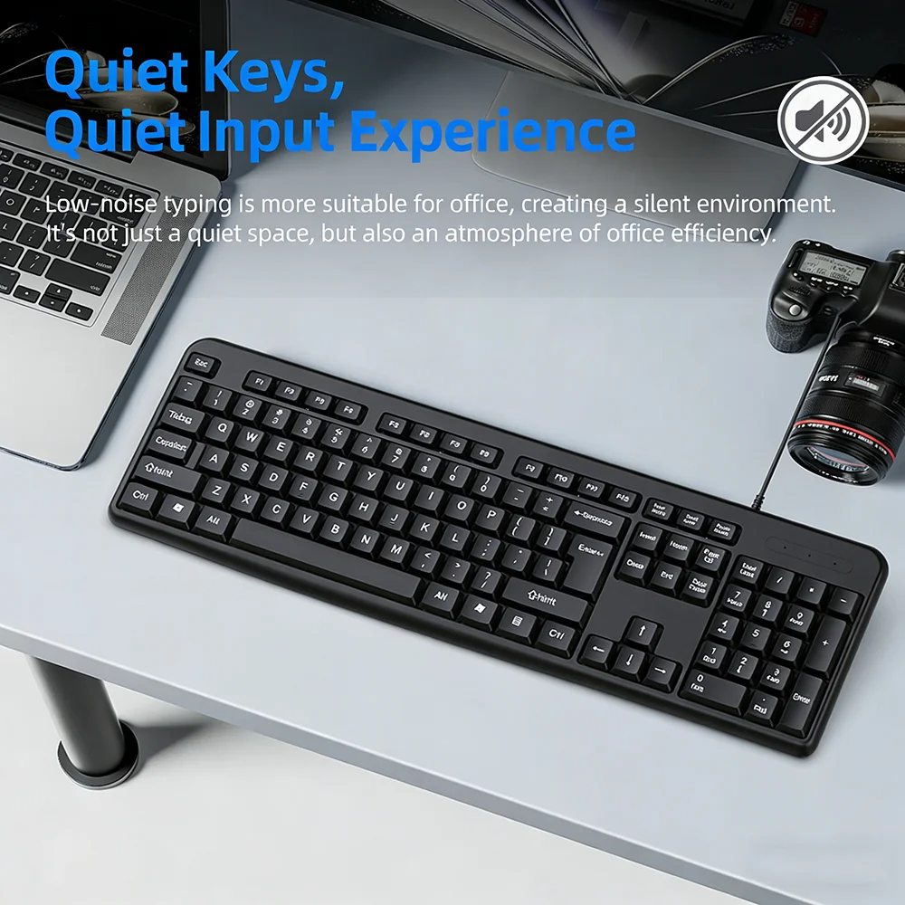Фото Проводная USB-клавиатура KEBIDUMEI, 104 клавиши, стандартная клавиатура, офисная клавиатура, игровая клавиатура для ПК, ноутбука, Android, Windows, Mac OS №2