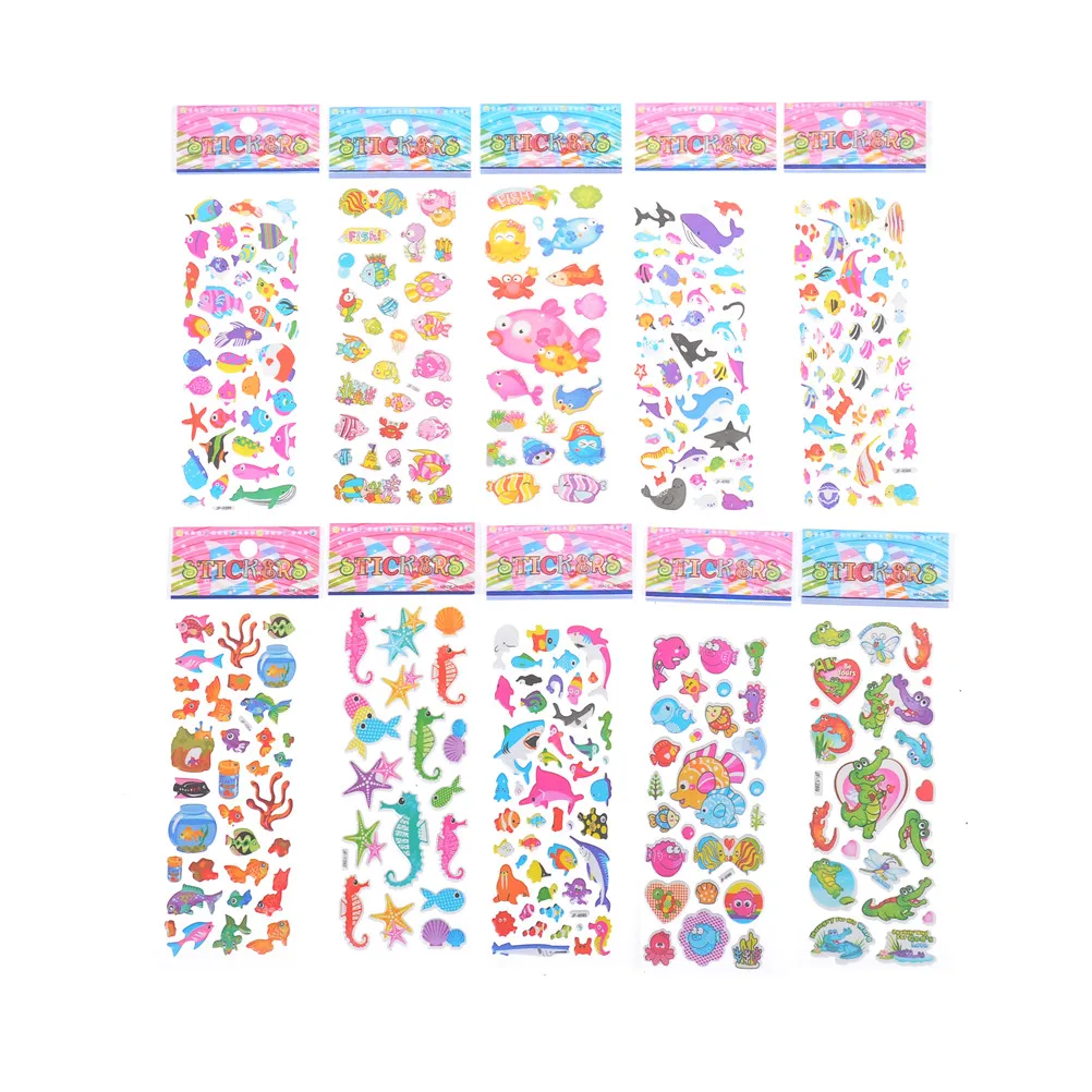 

5 Sheets/set Marine Life Fish Animals Scrapbooking Bubble Puffy Stickers Sea Fishes Stickers Kawaii Reward Kids Toys