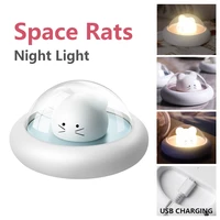 space rats led children night light usb rechargeable cute cartoon night lamp baby kid bedroom decor bedside lamp christmas gift