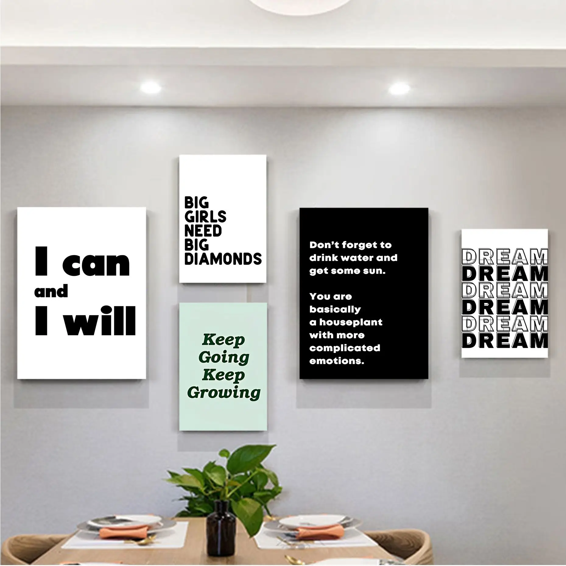 

Nordic Motivational Text Art Posters and Prints Letters Anime Posters Sticky Decoracion Wall Art White Kraft Paper Room Decor