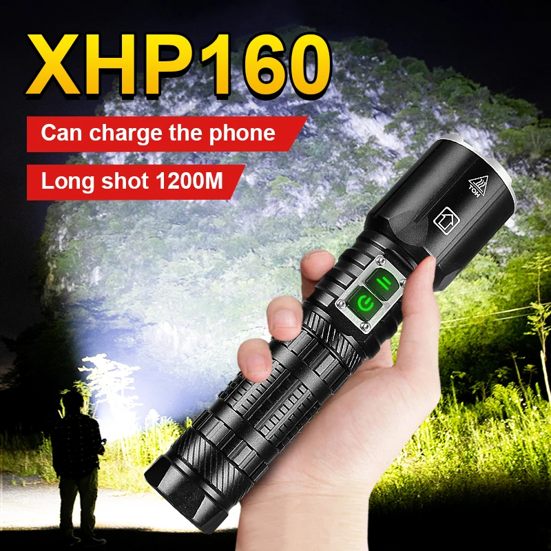 

XHP160 High Power Led Flashlights 5Modes Zoomable Camping Torch 18650 Usb Rechargeable Light Waterproof Lantern Tactical Lamp