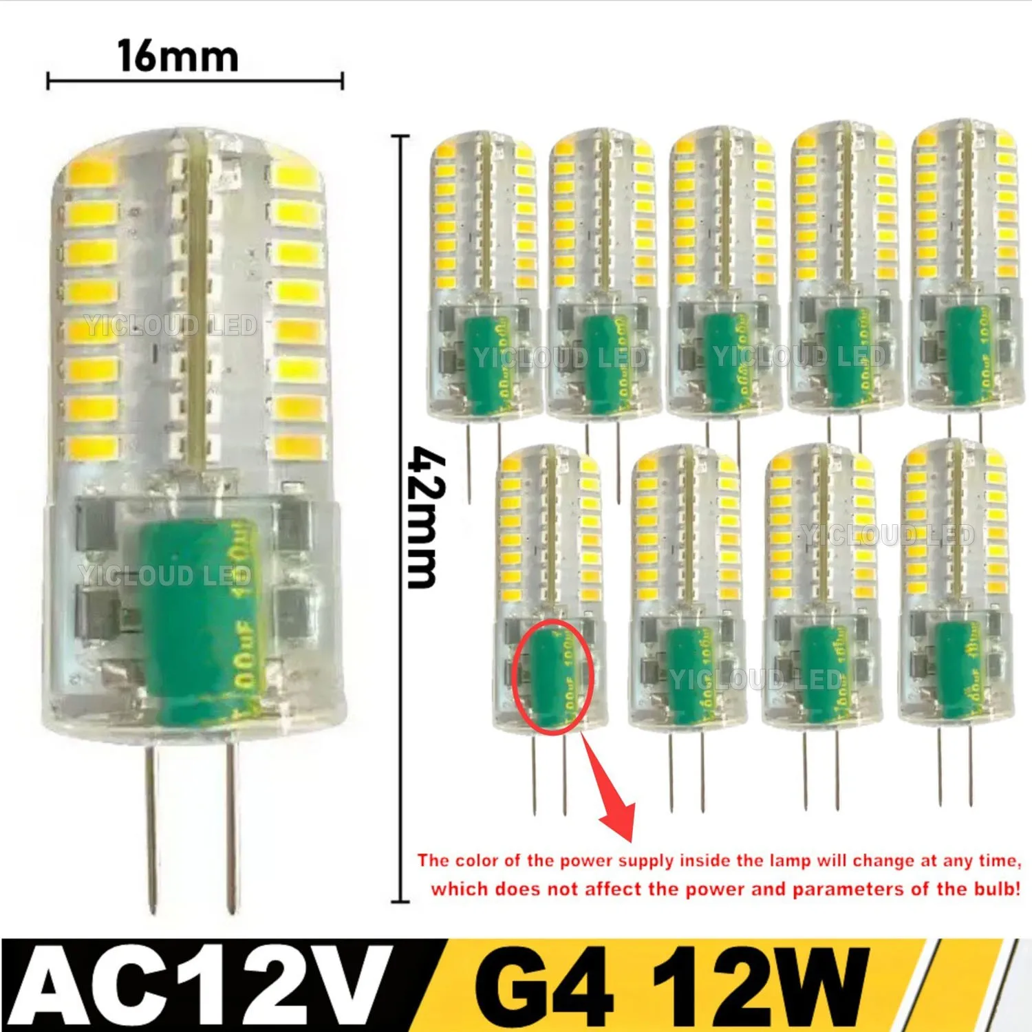10Pcs G4 LED Bulb 12W 9W 5W 3W 2W AC DC12V SMD 2835 3014 SMD LED Light Mini Silicone Lamp Warm White White 360 Degree Angle
