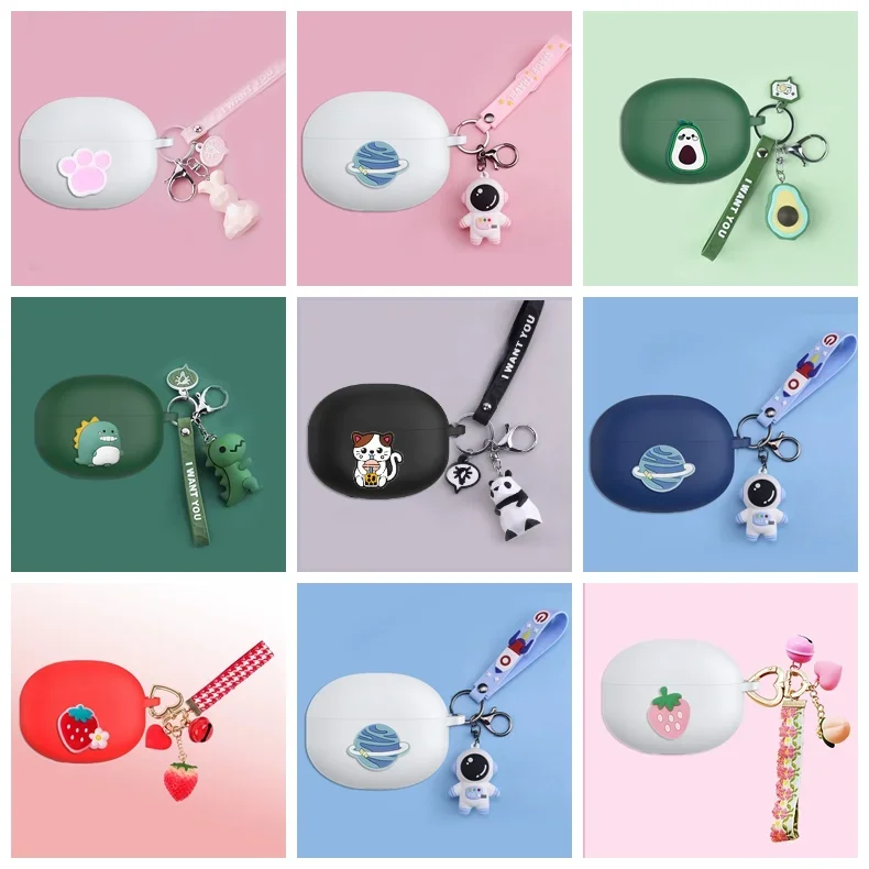 Силиконовый чехол для телефона с рисунком QCY HT08A / MeloBuds Pro Чехол funn Animal /Cutepeach /avocado