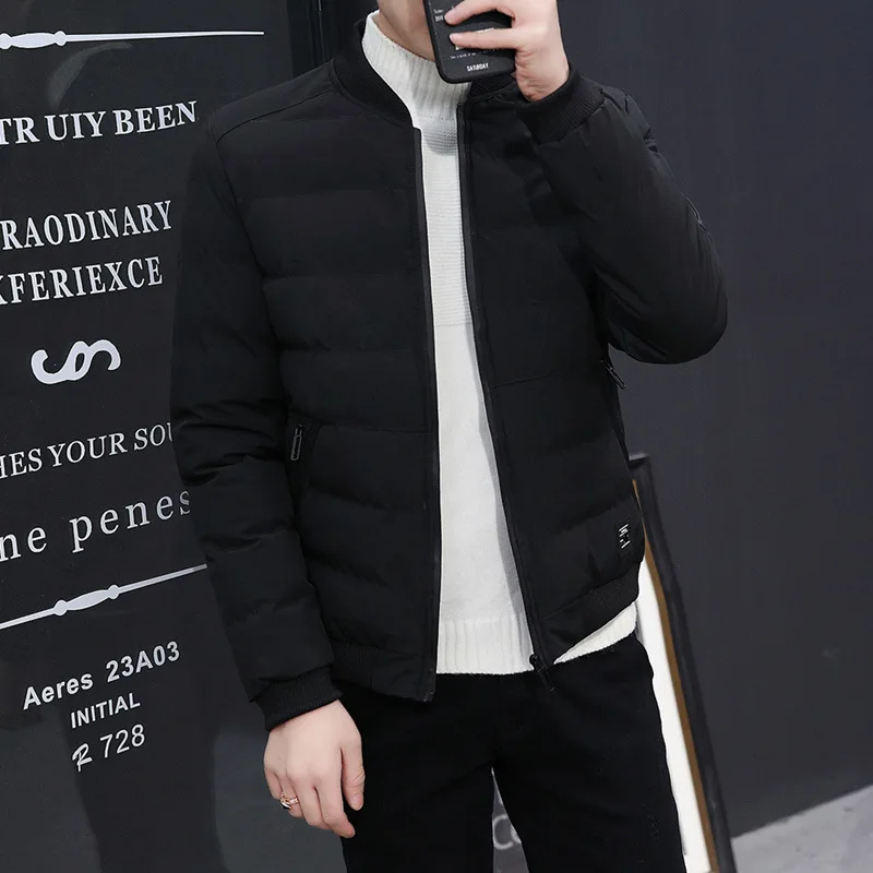 Men's casual stand-up collar cotton jacket warm and thick down cotton jacket