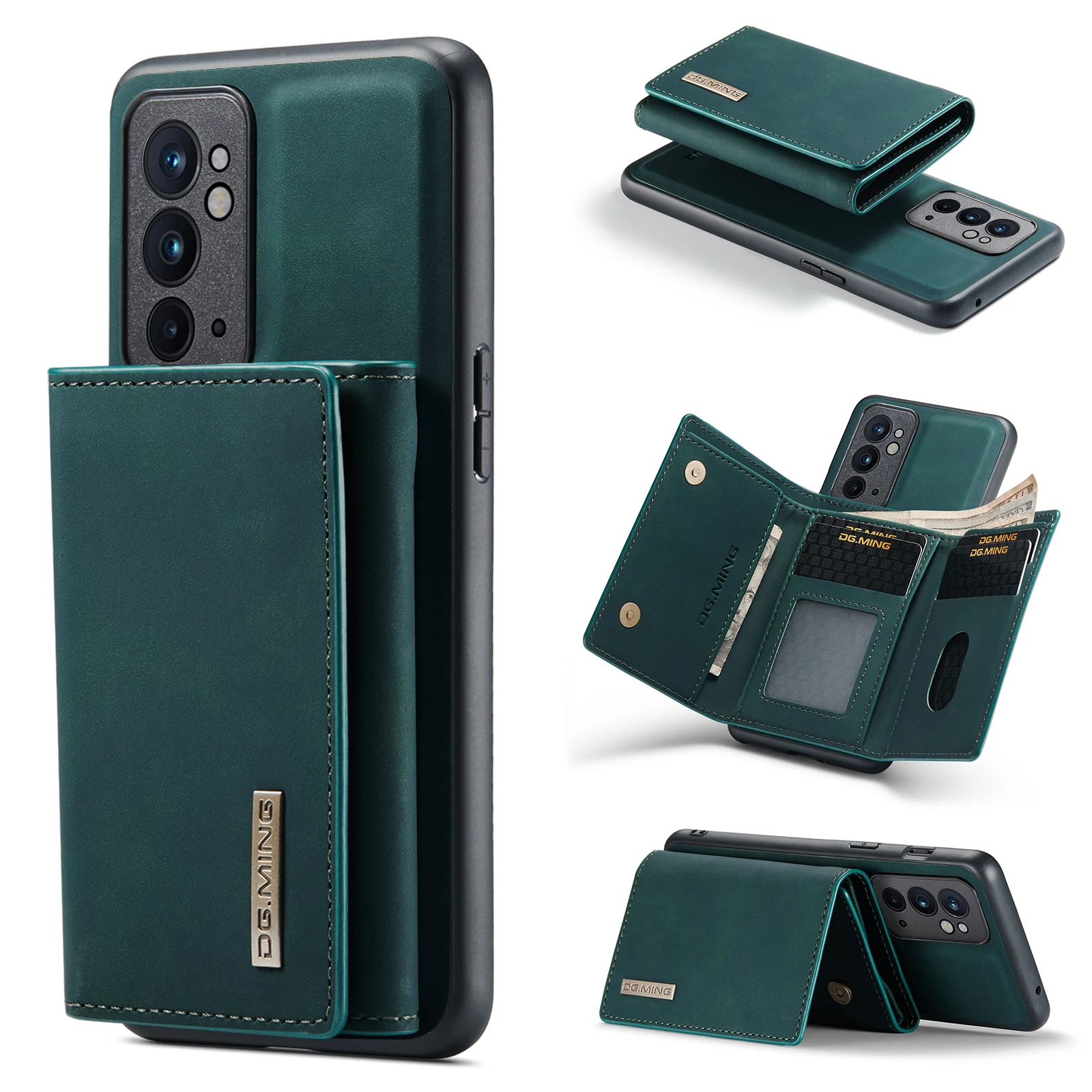 DG.MING Magnetic Split body high-capacity Leather Phone Case For OnePlus Nord 2/Nord N20 5G/N200/OnePlus 9RT/9R/9 Pro Cover(M1)