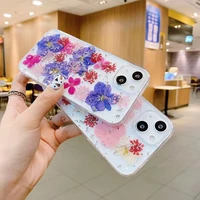 dry flower clear phone case for iphone 11 12 13 mini pro max xs x xr 7 8 plus se 2020 se3 2022 soft shockproof back cover fundas