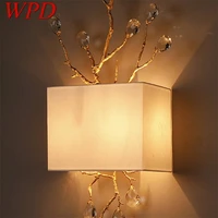 wpd retro wall lamp led agate decorative fixtures indoor hotel living room brass lights
