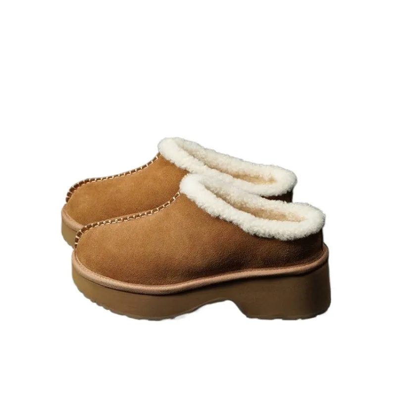 2024 зимние новые модные женские хлопковые тапочки Baotou с круглой головкой и