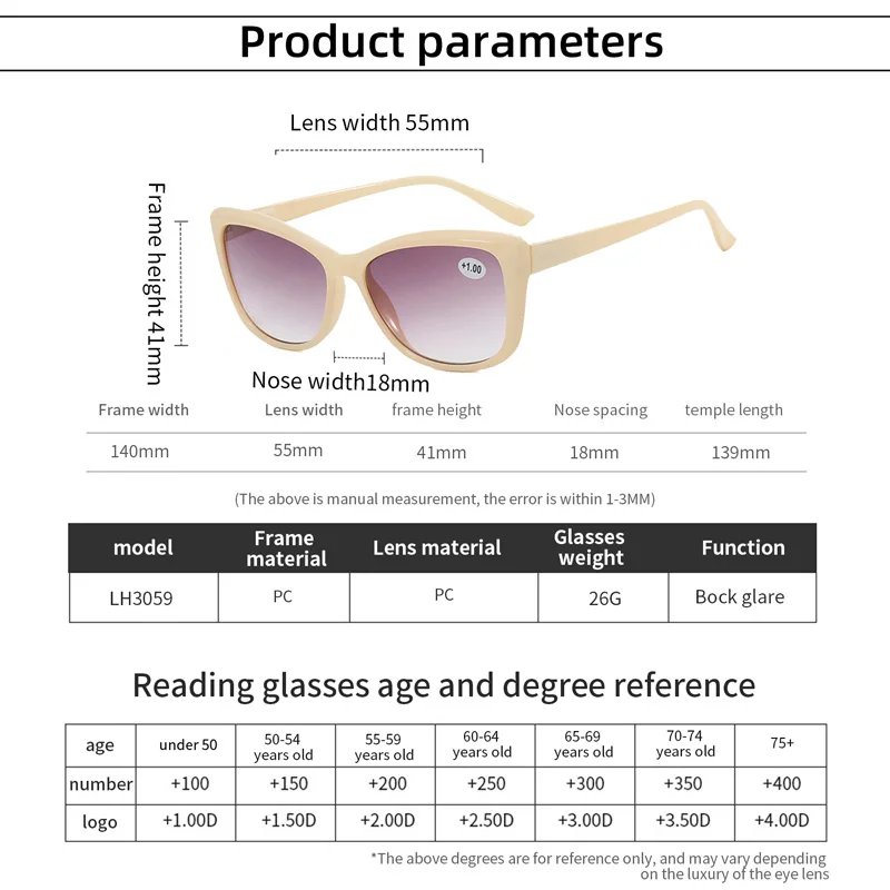 Солнцезащитные очки для чтения с градиентом HD серыми линзами дальнозоркости
