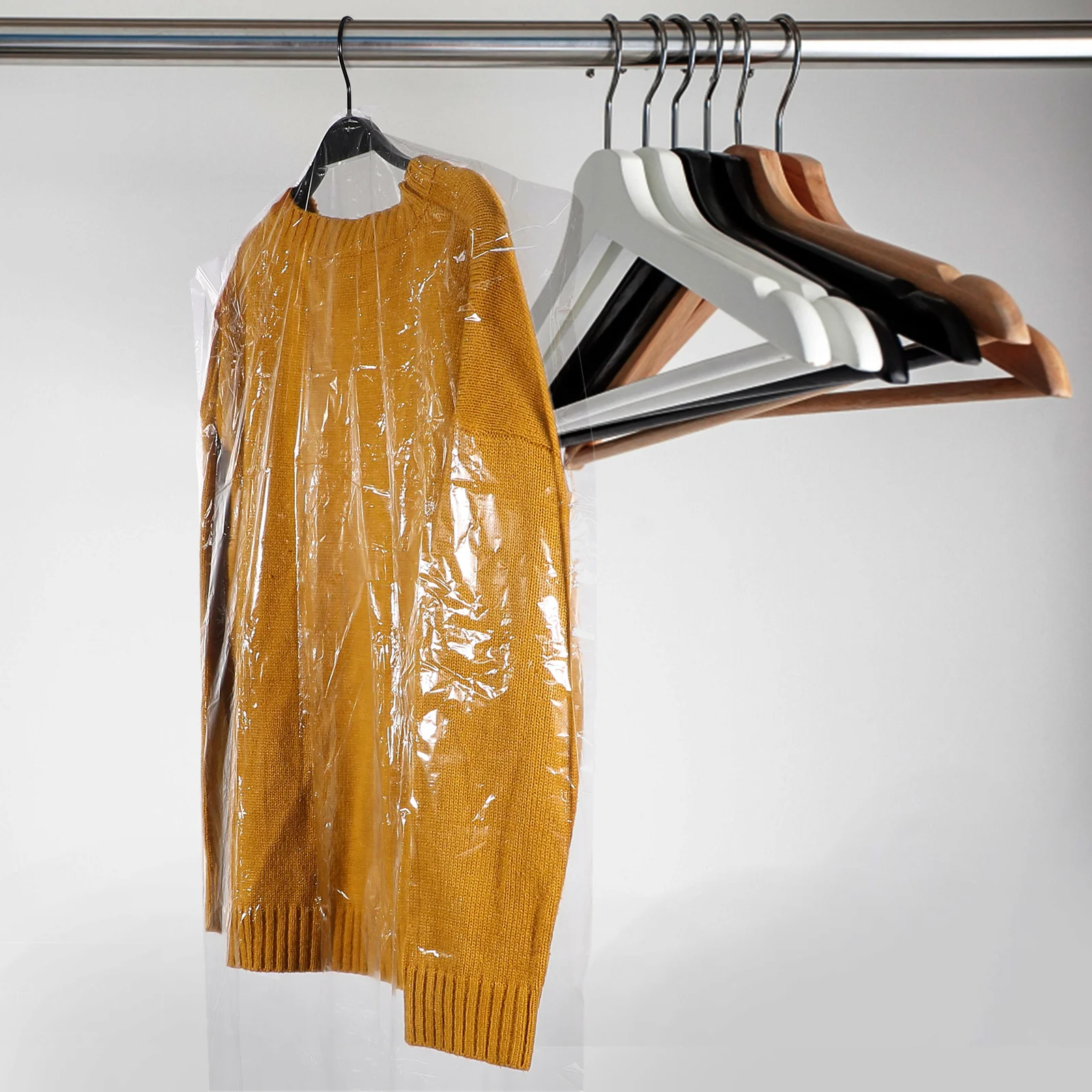 

Clear Plastic Dustproof Winter Coat Covers Dress Bags Gowns Long Garment Clothes Protector Suit