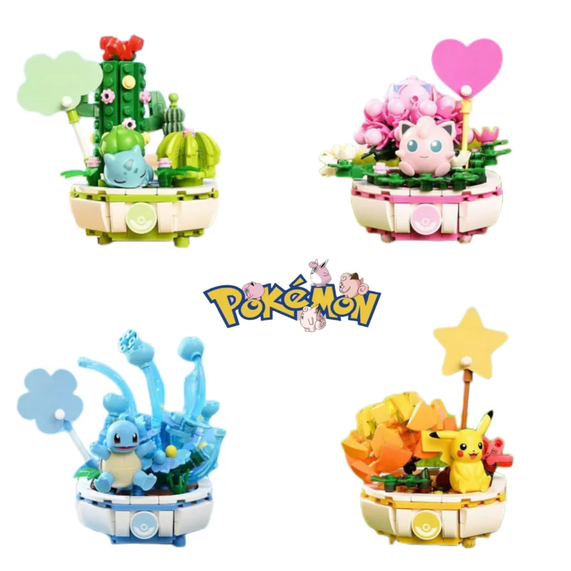 

New Pokemon Cartoon Keeppley Building Blocks Succulent Potted Plants Assembled Puzzle Enlightenment Children's Toys Model Gift