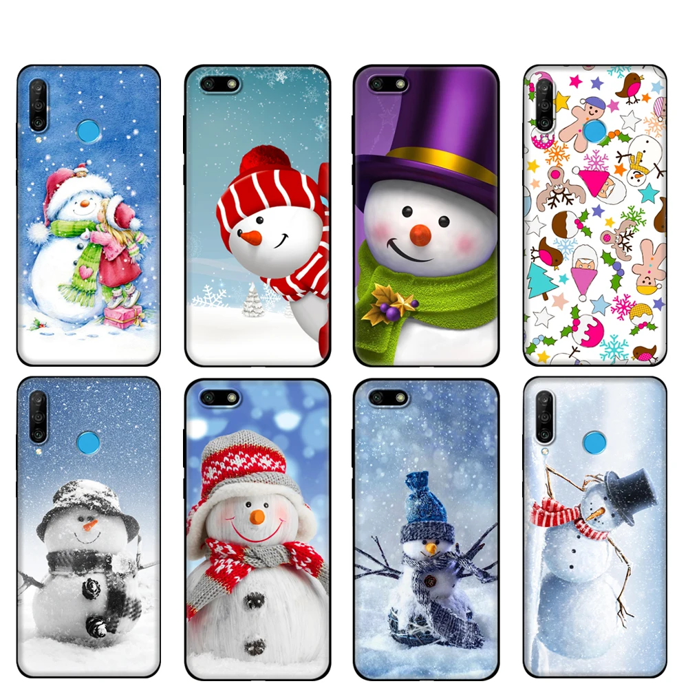 

Black tpu Case For Huawei Honor 20 Lite 10 10i 20S 30S 30 Case Honor 7A 5.45 7s 7C 5.7 Case Cover Christmas snowman snowflake